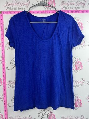 Halogen tshirt tee deep Royal Blue Scoop Neck Short Sleeve Top comfy stretchy